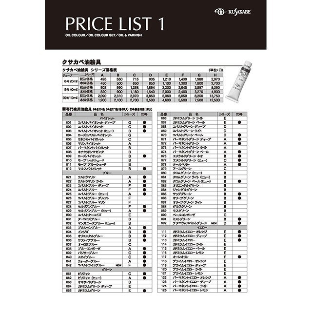 PRICE LIST 1